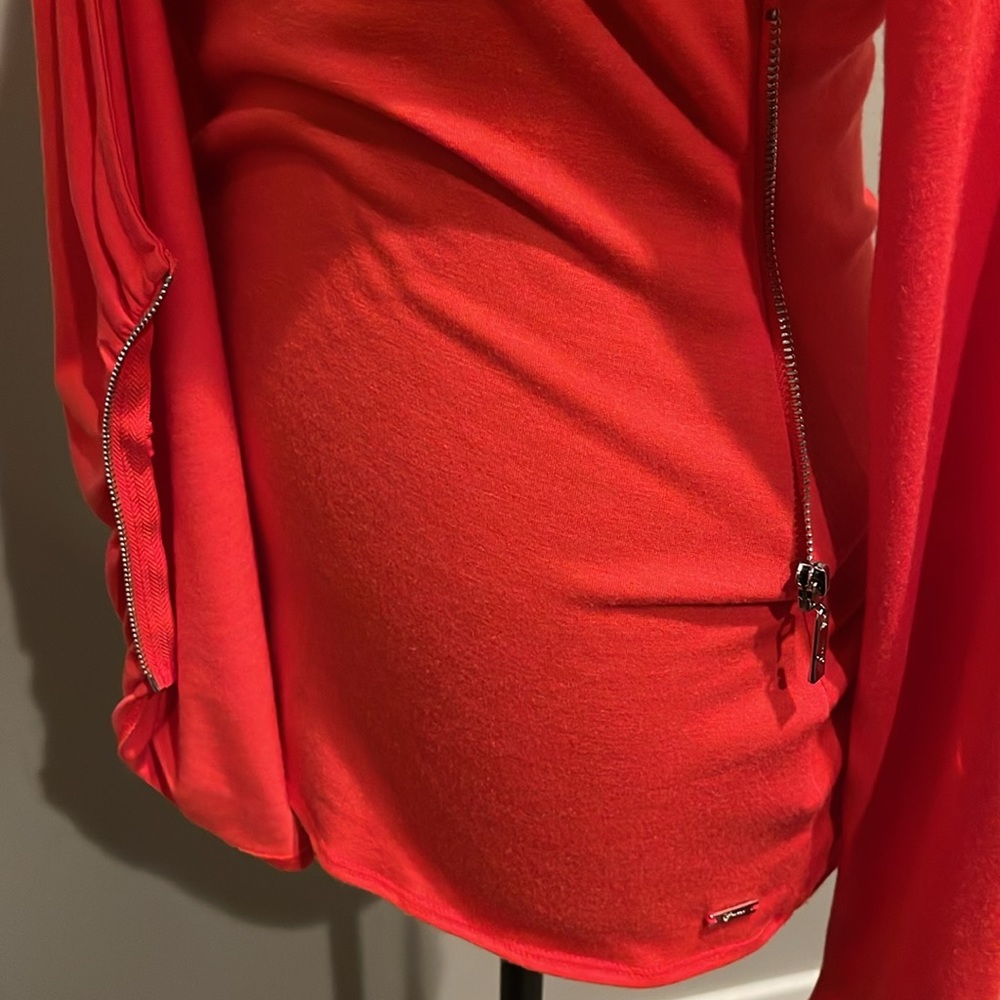 GUESS Orange Long Sleeve Wrap Top with Side Zipper. Size Small - Picture 6 of 15